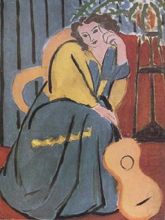 Woman in Yellow and blue with Guitar (mk35), Henri Matisse